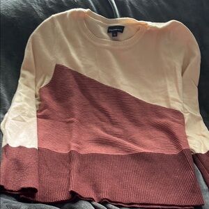 Two-Tone Sweater in Cream and Burgundy